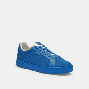 Coach Lowline Low Top Sneaker In Signature Canvas Blu | COH866814