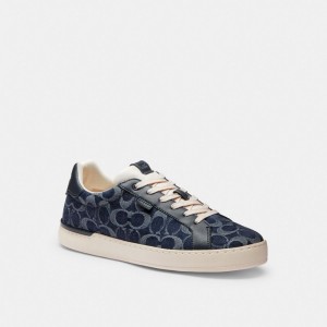 Coach Lowline Low Top Sneaker In Signature Denim Blu | COH866818