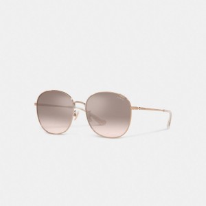 Coach Metal Round Sunglasses Argento Rosa Rosa Oro | COH866400