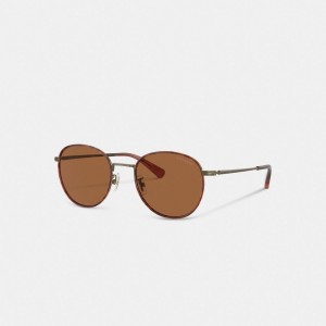 Coach Metal Windsor Round Sunglasses Marroni | COH867073