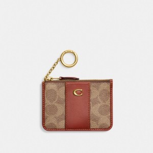 Coach Mini Skinny Id Case In Signature Canvas Marroni Rosse | COH865602