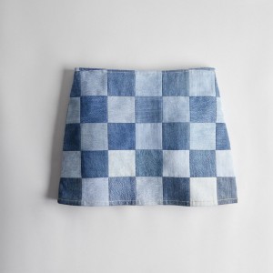 Coach Mini Skirt In Denim Checkerboard Blu Colorate | COH866035