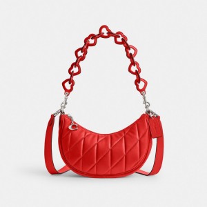 Coach Mira Shoulder Bag With Pillow Quilting And Heart Strap Argento Rosse | COH864979