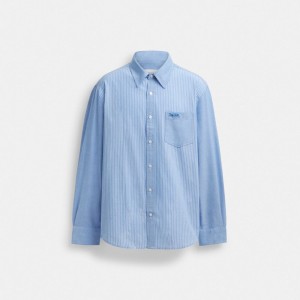 Coach Mix Media Shirt Blu Bianche | COH866917