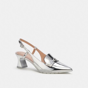 Coach Nikola Hybrid Slingback In Silver Metallic Argento | COH865743