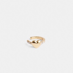Coach Pavé Heart Ear Cuff Oro | COH866182