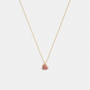 Coach Pavé Heart Pendant Necklace Oro Rosa Colorate | COH866116
