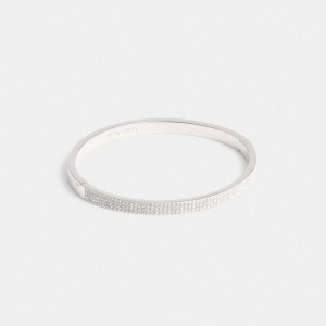 Coach Pavé Hinged Bangle Argento | COH866156