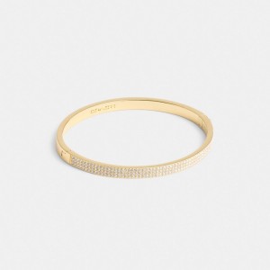 Coach Pavé Hinged Bangle Oro | COH866072