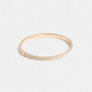 Coach Pavé Hinged Bangle Rosa Oro | COH866082