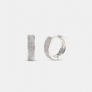 Coach Pavé Huggie Earrings Argento | COH866074