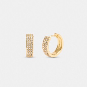 Coach Pavé Huggie Earrings Oro | COH866092
