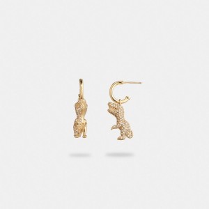 Coach Pavé Rexy Huggie Earrings Oro | COH866217