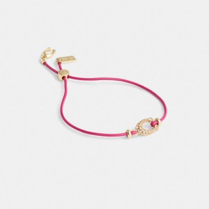 Coach Pavé Signature Leather Slider Bracelet Oro Rosa | COH866076