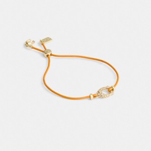 Coach Pavé Signature Leather Slider Bracelet Oro Arancioni Colorate | COH866232