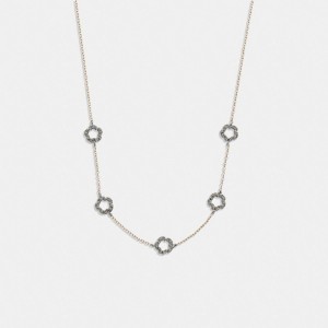 Coach Pavé Tea Rose Necklace Oro | COH866108