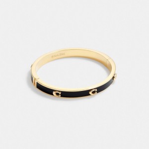 Coach Pegged Signature Hinged Bangle Oro Nere | COH866075