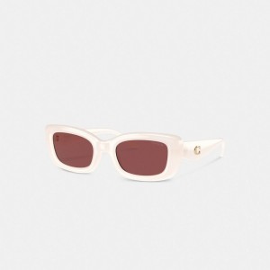 Coach Pillow Tabby Narrow Rectangle Sunglasses Bianche | COH866385