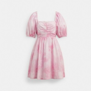 Coach Puff Sleeve Mini Dress Rosa | COH866066