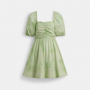 Coach Puff Sleeve Mini Dress Verdi | COH866054