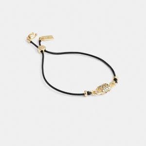 Coach Quilted Padlock Leather Slider Bracelet Oro Nere | COH866231