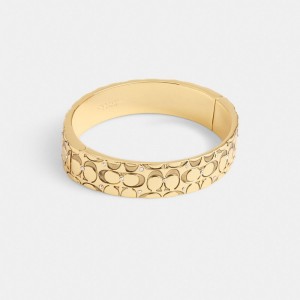 Coach Quilted Signature Hinged Bangle Oro Nere | COH866195
