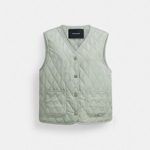 Coach Quilted Vest Verdi | COH865932