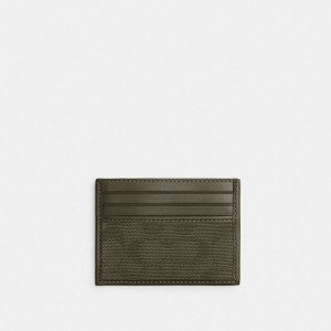 Coach Refined Card Case In Signature Canvas Jacquard Verdi | COH866749