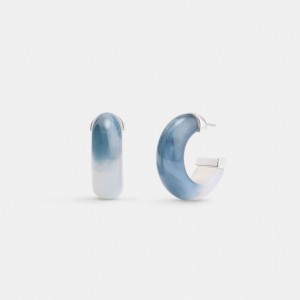 Coach Resin Tie Dye Hoop Earrings Argento Blu | COH866223