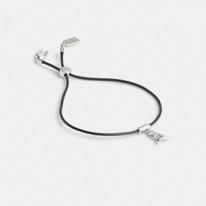 Coach Rexy Leather Slider Bracelet Argento Nere | COH866230