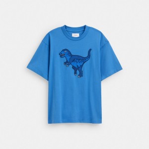 Coach Rexy T Shirt In Organic Cotton Blu | COH866906
