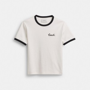 Coach Ringer T Shirt Bianche | COH865990