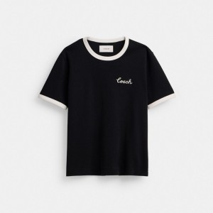 Coach Ringer T Shirt Nere | COH865949