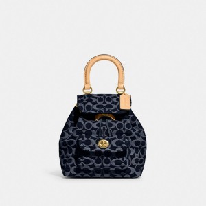 Coach Riya Backpack 21 In Signature Denim Blu Blu | COH865479