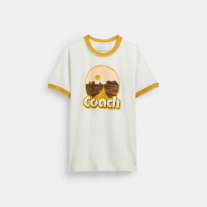 Coach Roadside Ringer T Shirt Bianche | COH866908