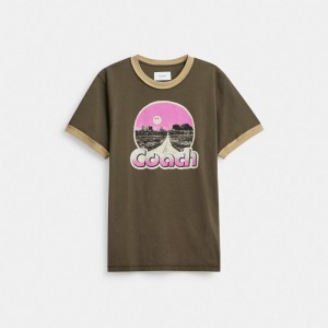 Coach Roadside Ringer T Shirt Nere | COH866923