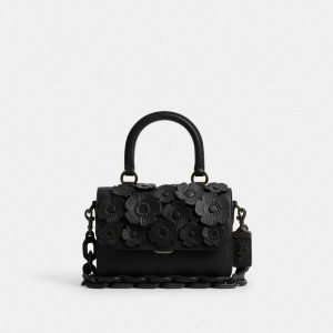 Coach Rogue Top Handle Bag With Tea Rose Nere Nere | COH865170