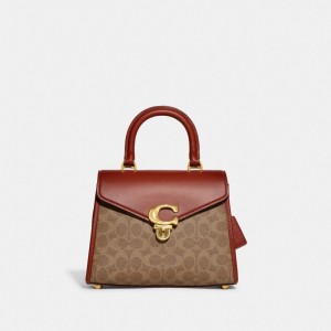 Coach Sammy Top Handle Bag In Signature Canvas Marroni Rosse | COH865407