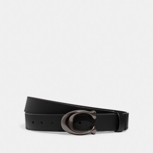 Coach Sculpted C Buckle Cut To Size Reversible Belt, 32 Mm Blu Grigie Nere | COH866319
