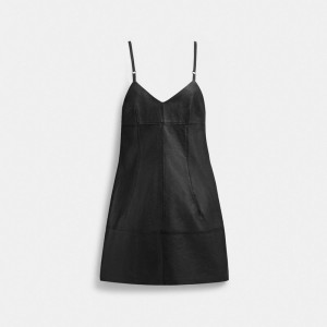 Coach Short Leather Dress Nere | COH866053