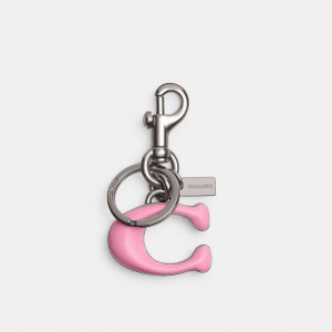 Coach Signature Bag Charm Argento Rosa | COH866428