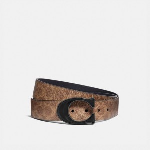 Coach Signature Buckle Cut To Size Reversible Belt, 38 Mm Khaki Nere | COH867005