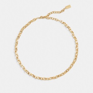 Coach Signature Chain Link Choker Necklace Oro | COH866142