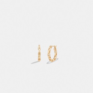 Coach Signature Chain Small Hoop Earrings Oro | COH866191