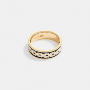Coach Signature Enamel Ring Oro Nere | COH866083