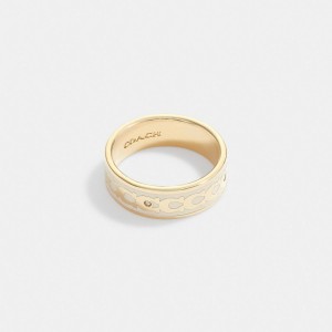 Coach Signature Enamel Ring Oro | COH866164