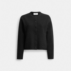 Coach Signature Knit Cropped Cardigan Nere | COH865958