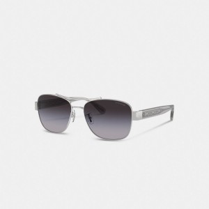 Coach Signature Ombré Narrow Pilot Sunglasses Grigie | COH866346