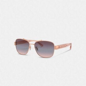 Coach Signature Ombré Narrow Pilot Sunglasses Viola | COH866378