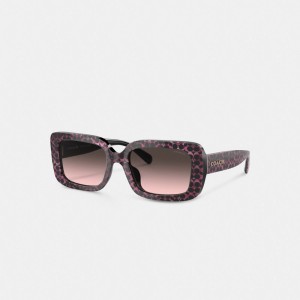 Coach Signature Oversized Rectangle Sunglasses Nere Rosa | COH866333